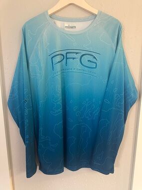 Columbia Blue Omni-Shade PFG Performance Fishing Shirt